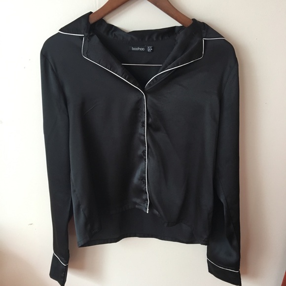 Floral satin button down - Picture 1 of 2